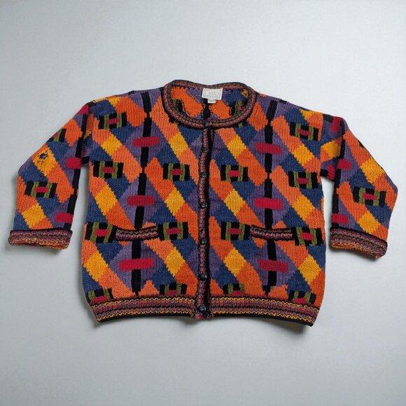 Miso Healthy To Wear Cardigan Sweater 90s Grunge Distressed Womens Size M/L - Picture 1 of 11